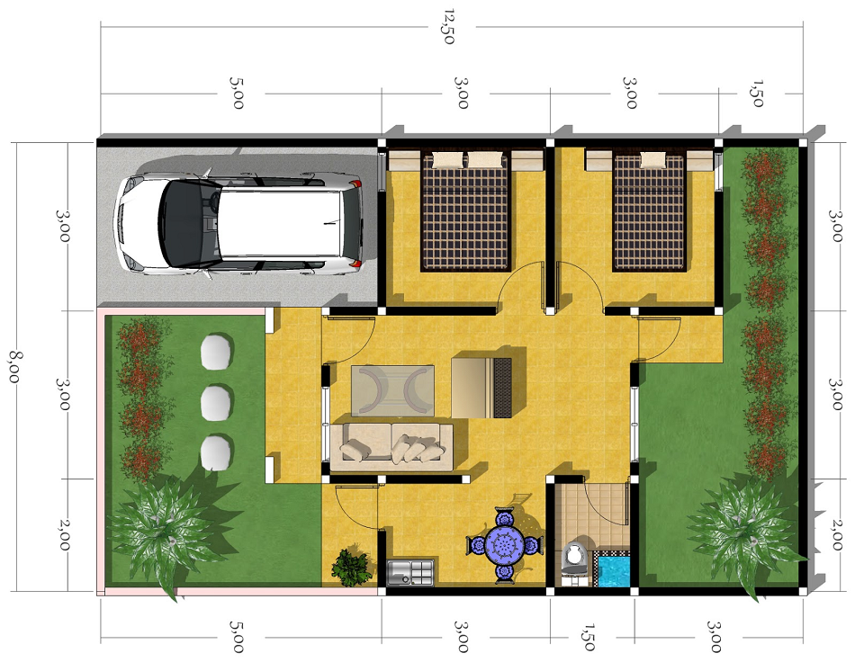 60 Desain Dan Denah Rumah Type 45 Minimalis Modern 2020