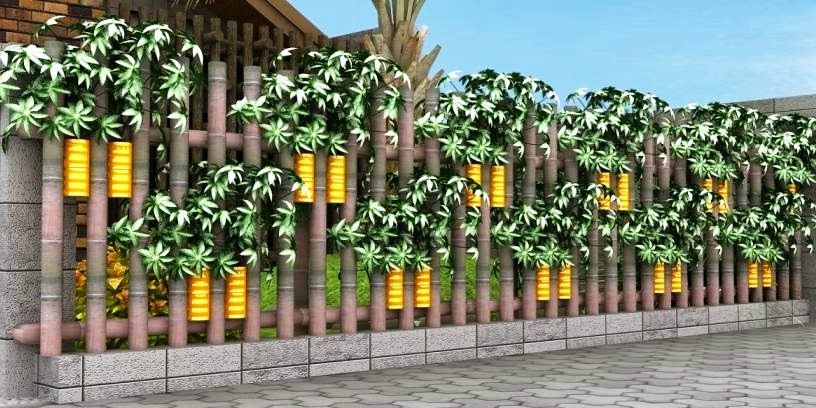 Pagar Bambu dengan Bunga