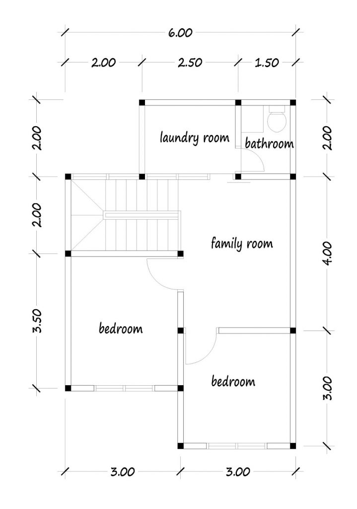 Denah Rumah Minimalis Sederhana 6x12