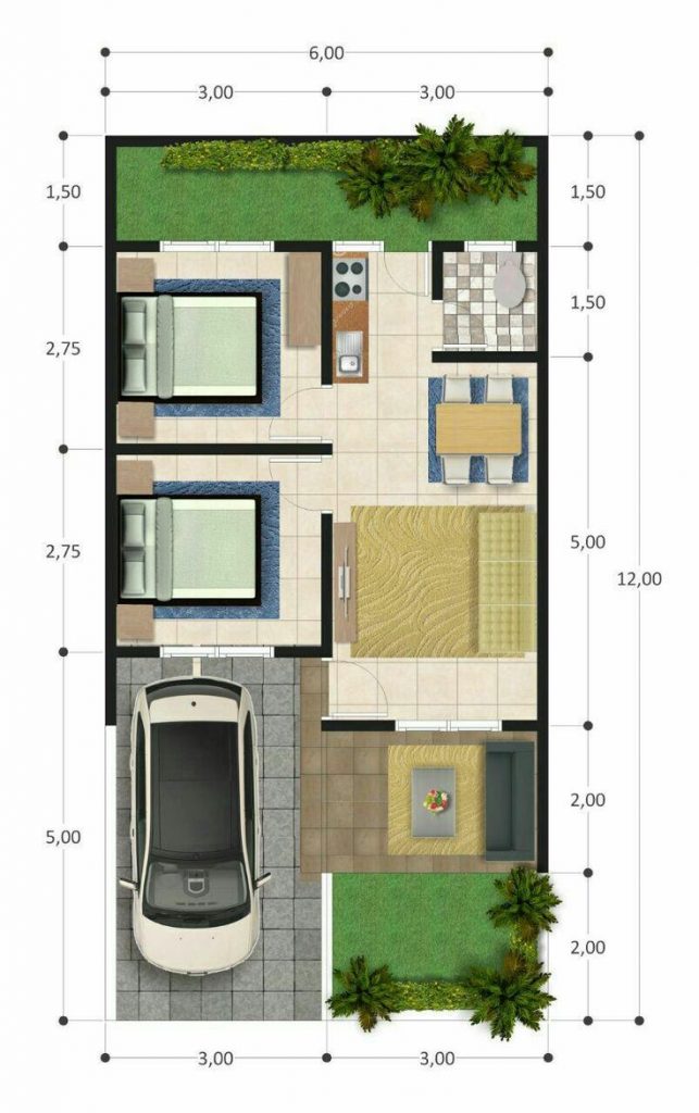 Desain Dan Gambar Rumah Sederhana 6x12